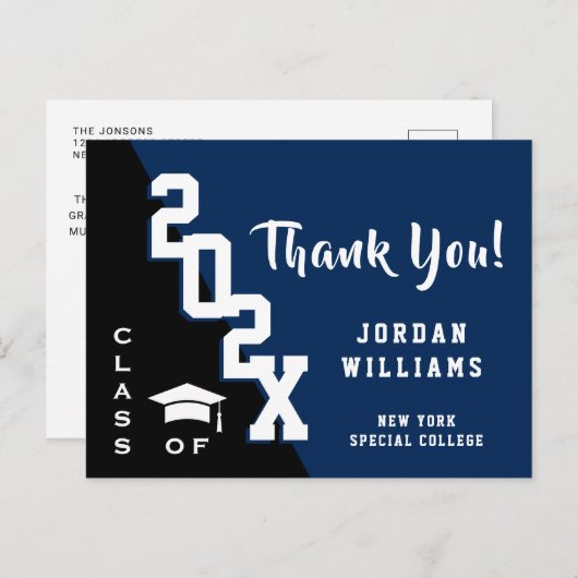 Modern eenvoudig minimalistisch Afstuderen Dank u Briefkaart (Voorkant / Achterkant)