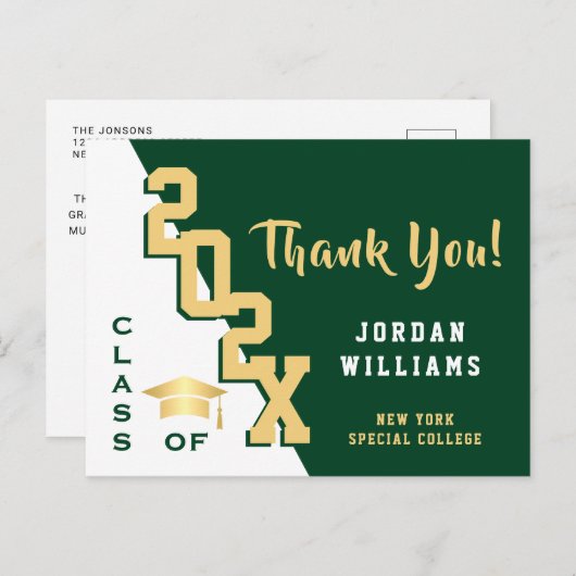 Modern eenvoudig minimalistisch Afstuderen Dank u Briefkaart (Voorkant / Achterkant)