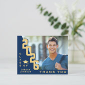 Modern eenvoudig minimalistisch Afstuderen Dank u Briefkaart (Staand voorkant)