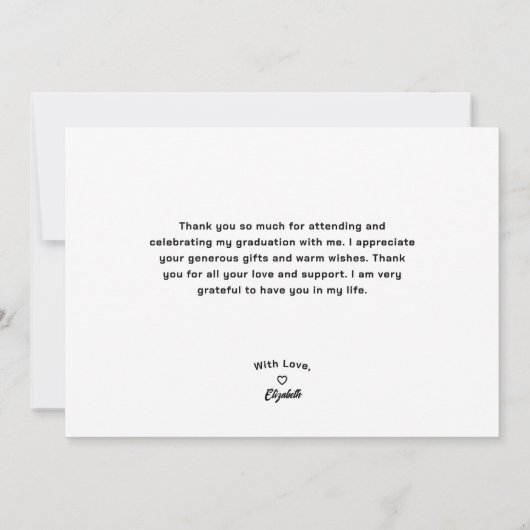 Modern eenvoudig minimalistisch Afstuderen Photo A Bedankkaart (Achterkant)