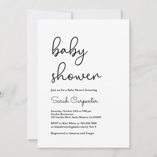 Modern eenvoudig minimalistisch Baby shower Kaart (Voorkant)