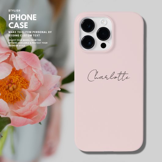 Modern eenvoudig minimalistisch blush script geper Case-Mate iPhone case