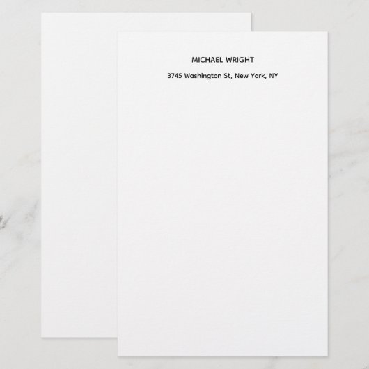 Modern Eenvoudig Minimalistisch Briefpapier (Voorkant / Achterkant)