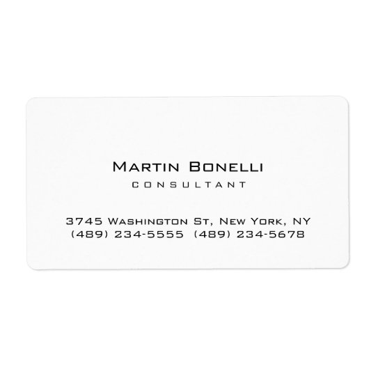 Modern eenvoudig minimalistisch consultant Visitek Etiket (Voorkant)