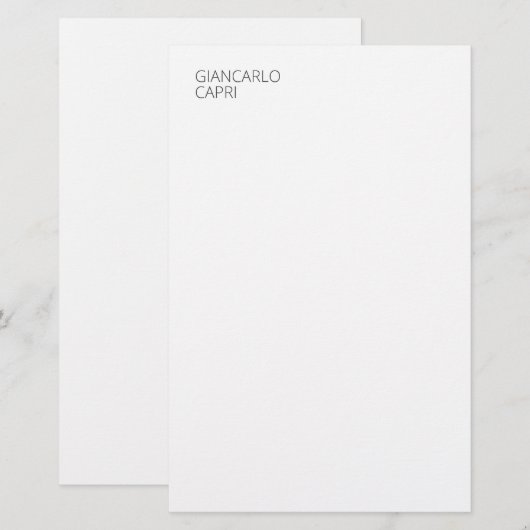 Modern Eenvoudig Minimalistisch Elegant Hoofdlette Briefpapier (Voorkant / Achterkant)
