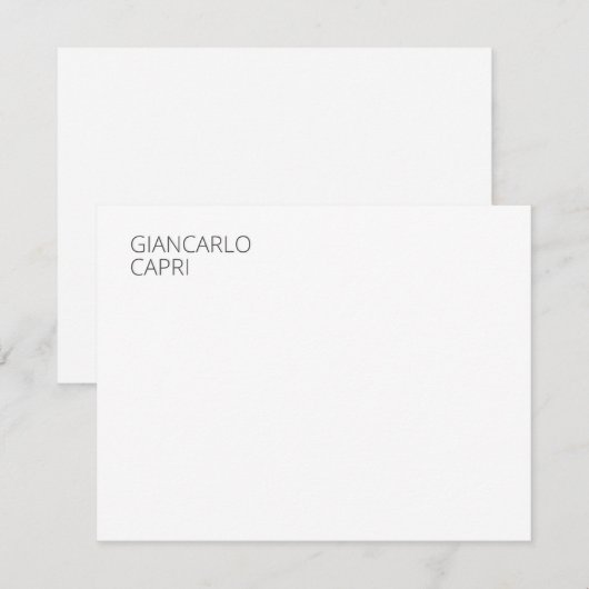 Modern eenvoudig minimalistisch elegant kapitaal notitiekaartje (Voorkant / Achterkant)