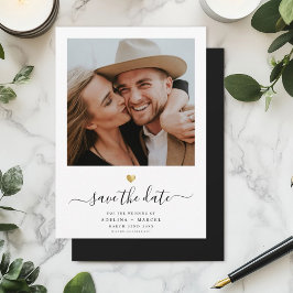 Modern eenvoudig, minimalistisch Gold Heart-script Save The Date