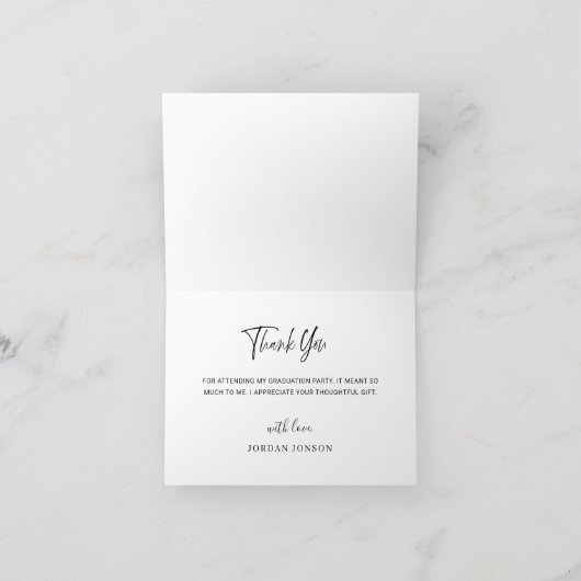 Modern eenvoudig minimalistisch Golden Afstuderen Bedankkaart (Binnen)