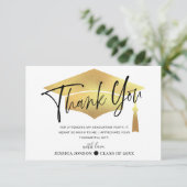 Modern eenvoudig minimalistisch Golden Afstuderen Bedankkaart (Staand voorkant)