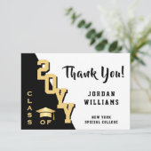 Modern eenvoudig minimalistisch Golden Black Afstu Bedankkaart (Staand voorkant)