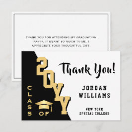 Modern eenvoudig minimalistisch Golden Black Afstu Bedankkaart