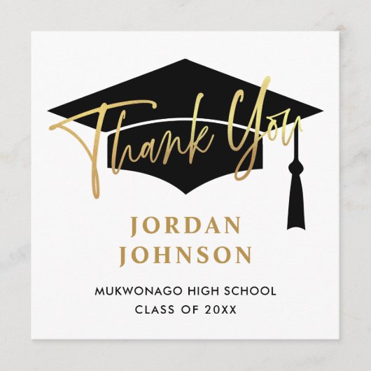 Modern eenvoudig minimalistisch Golden Black Afstu Bedankkaart (Voorkant)