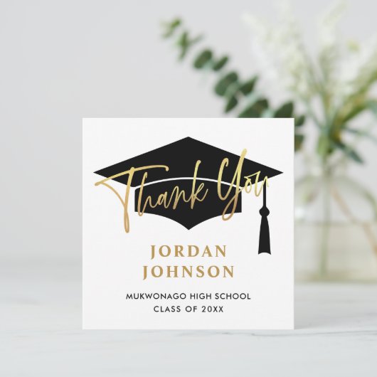 Modern eenvoudig minimalistisch Golden Black Afstu Bedankkaart (Staand voorkant)