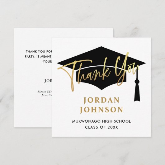 Modern eenvoudig minimalistisch Golden Black Afstu Bedankkaart (Voorkant / Achterkant)
