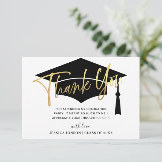 Modern eenvoudig minimalistisch Golden Black Afstu Bedankkaart (Staand voorkant)