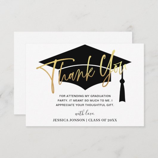 Modern eenvoudig minimalistisch Golden Black Afstu Bedankkaart (Voorkant / Achterkant)