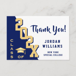 Modern eenvoudig minimalistisch Golden Blue Afstud Bedankkaart