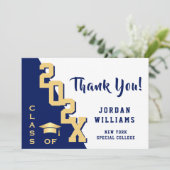 Modern eenvoudig minimalistisch Golden Blue Afstud Bedankkaart (Staand voorkant)