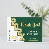 Modern eenvoudig minimalistisch Golden Green Afstu Bedankkaart (Staand voorkant)