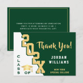 Modern eenvoudig minimalistisch Golden Green Afstu Bedankkaart (Voorkant / Achterkant)