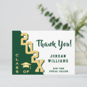 Modern eenvoudig minimalistisch Golden Green Afstu Bedankkaart (Staand voorkant)