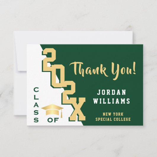 Modern eenvoudig minimalistisch Golden Green Afstu Bedankkaart (Voorkant)