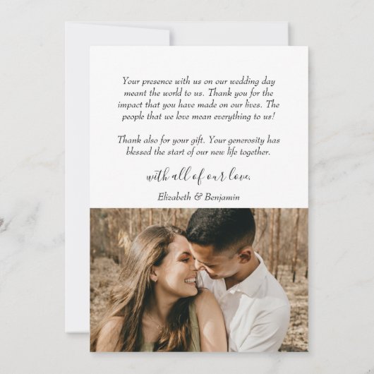 Modern eenvoudig minimalistisch hart met foto-brui bedankkaart (Achterkant)