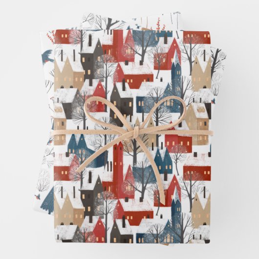 Modern eenvoudig minimalistisch noordelijk winterb inpakpapier vel (In situ)