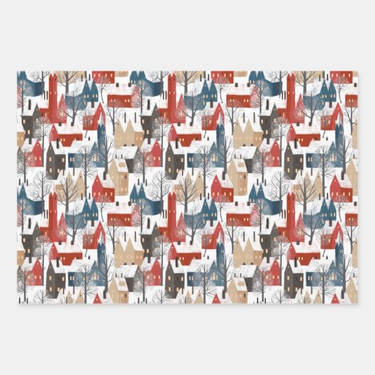 Modern eenvoudig minimalistisch noordelijk winterb inpakpapier vel (Voorkant)