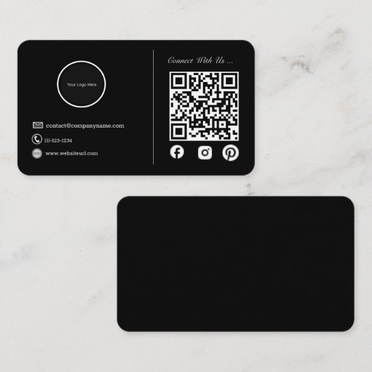 Modern Eenvoudig Minimalistisch QR Code Social Med Visitekaartje (Voorkant / Achterkant)