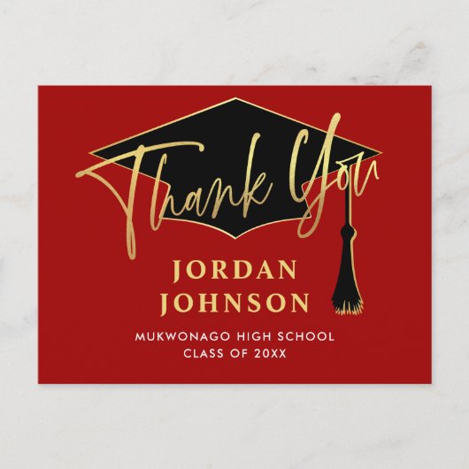 Modern eenvoudig minimalistisch rood Afstuderen da Briefkaart (Voorkant)