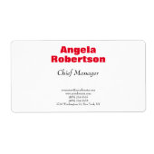 Modern eenvoudig minimalistisch rood wit etiket (Voorkant)