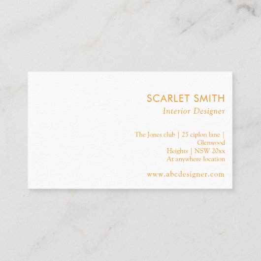 Modern eenvoudig minimalistisch visitekaartje (Achterkant)