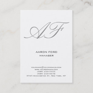 Modern eenvoudig minimalistisch wit grijs monogram visitekaartje