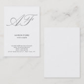 Modern eenvoudig minimalistisch wit grijs monogram visitekaartje (Voorkant / Achterkant)