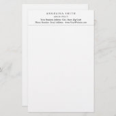 Modern Eenvoudig Minimalistisch Wit Professionel Briefpapier (Voorkant / Achterkant)