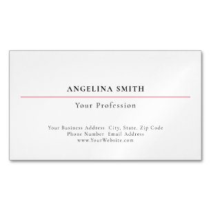 Modern Eenvoudig Minimalistisch Wit Rood Professio Magnetisch Visitekaartje