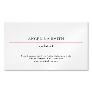 Modern Eenvoudig Minimalistisch Wit Rood Professio Magnetisch Visitekaartje