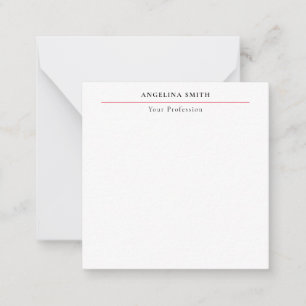 Modern Eenvoudig Minimalistisch Wit Rood Professio Notitiekaartje