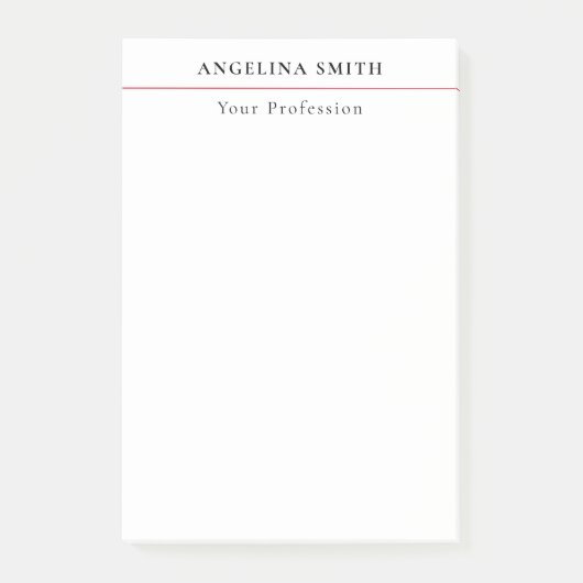 Modern Eenvoudig Minimalistisch Wit Rood Professio Post-it® Notes (Voorkant)