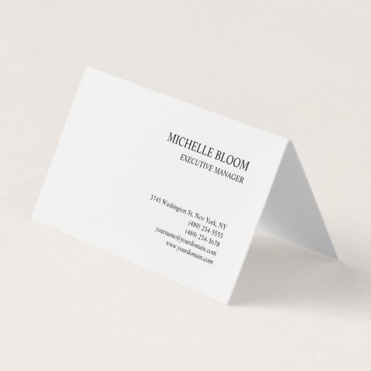 Modern Eenvoudig Minimalistisch Wit Visitekaartje (Voorkant)