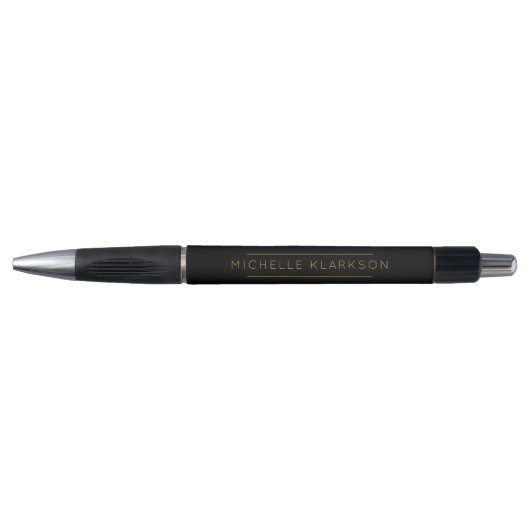 Modern Eenvoudig Minimalistisch Zwart Goud Monogra Pen (Voorkant)