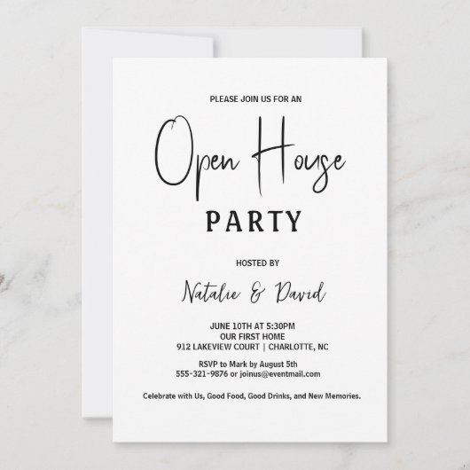 Modern Eenvoudig Minimalistisch Zwart & Wit Open H Kaart (Voorkant)