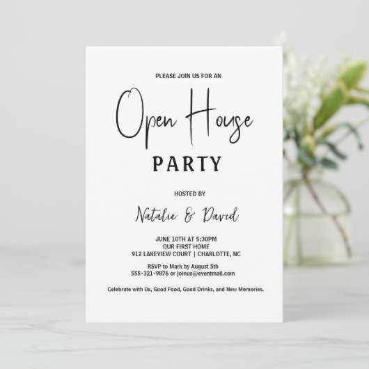 Modern Eenvoudig Minimalistisch Zwart & Wit Open H Kaart (Staand voorkant)