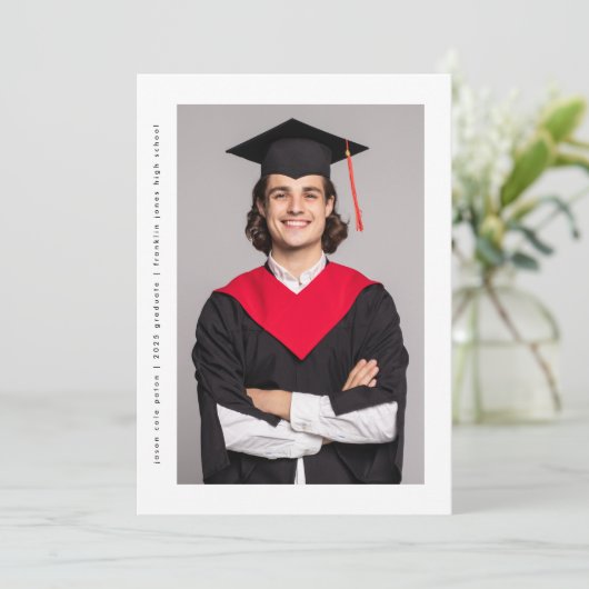 Modern eenvoudig Minimum lijst 2 foto afstuderen Aankondiging (Staand voorkant)