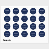 Modern eenvoudig monogram adres | Navy Blue en Whi Ronde Sticker (Vel)