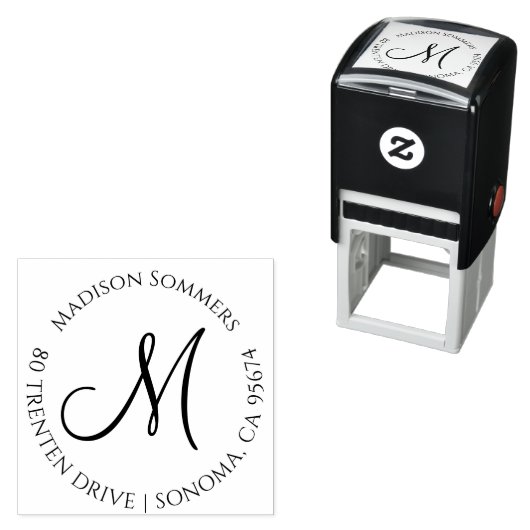 Modern eenvoudig monogram adres zelfinktende stempel (In situ)