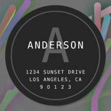 Modern eenvoudig monogram adres | Zwart grijs wit