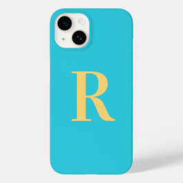 Modern Eenvoudig Monogram Blauwgroen Aqua Case-Mate iPhone 14 Hoesje