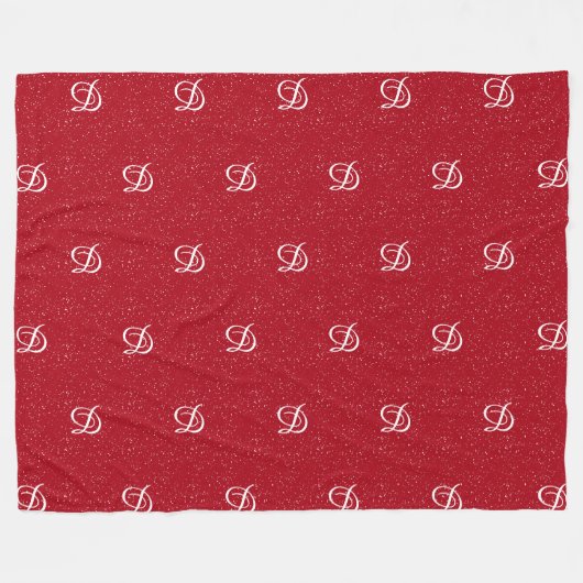 Modern eenvoudig monogram Elegant rood initiaal Fleece Deken (Voorkant (Horizontaal))